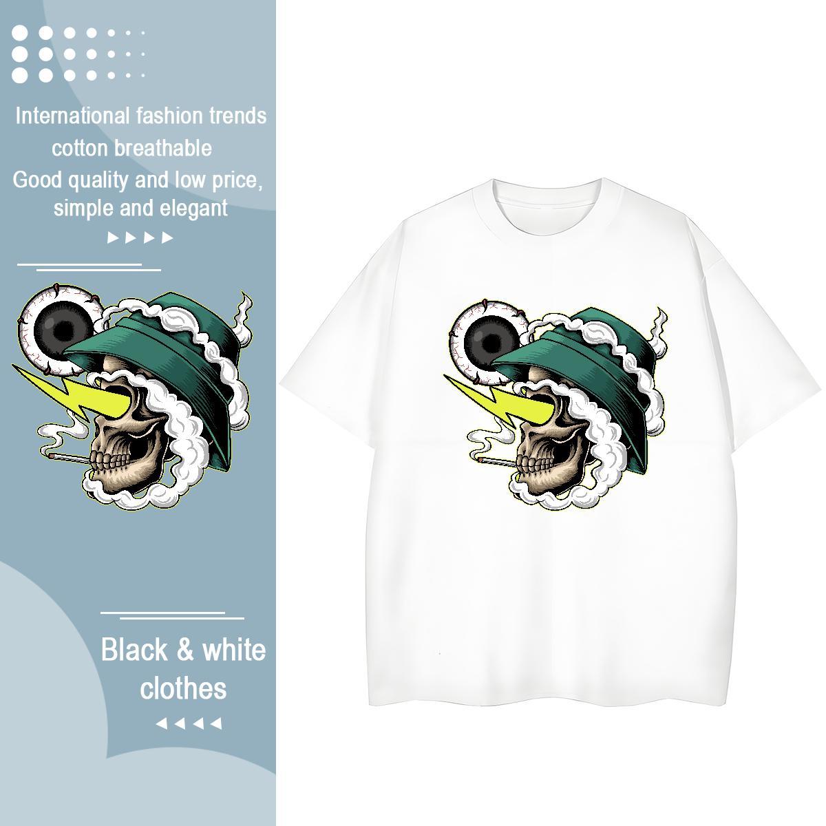 New Arrival T Shirt For Woman 230g Pure Cotton Round Neck Short Sleeve Home Outdoor skull Woman Tshirt Soft Skull Clothes Shirt