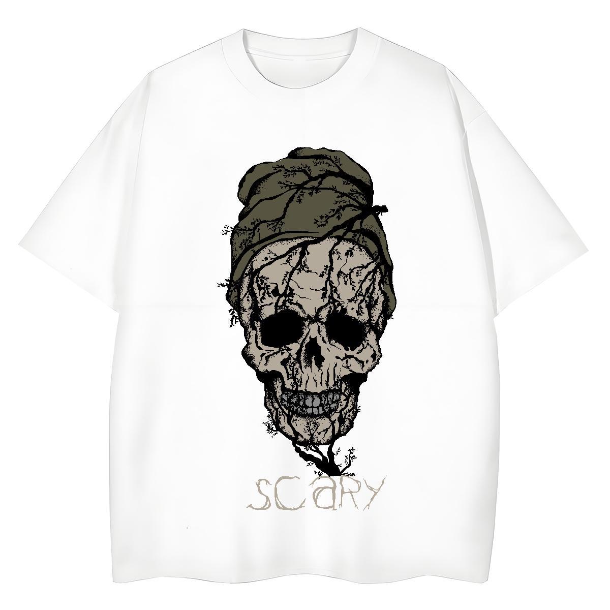 2024 DIY Women T Shirts 230g Pure Cotton Breathable Short Sleeve Street Wear skull Unisex Tshirts Designer Black White Polos