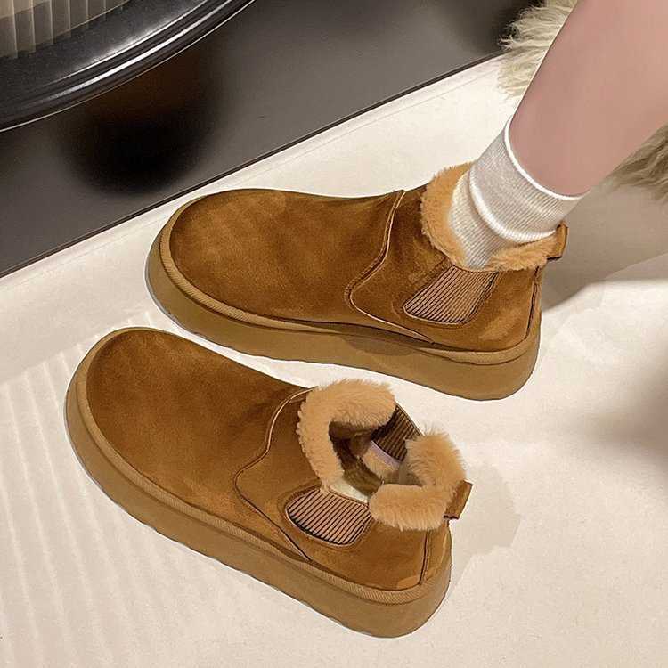 CMM Winter Korean Fashion Short Leg Student Bread Cotton Boots Thick Velvet Snow Boots for Women