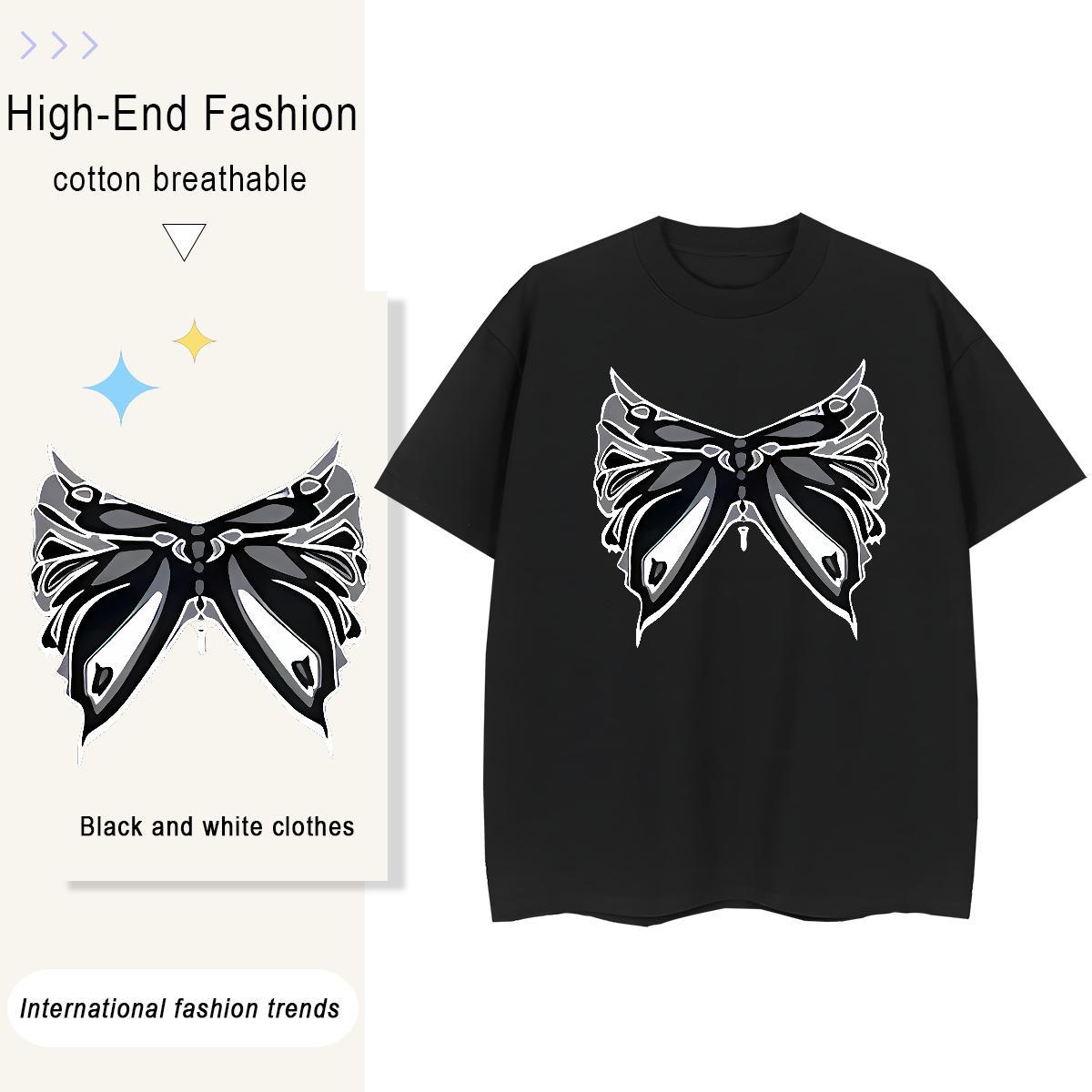 Fashion New T-Shirts 230g 100% Cotton Short Sleeve O-Neck Spring Summer bowknot Lady T shirt Unisex Graphic Tops