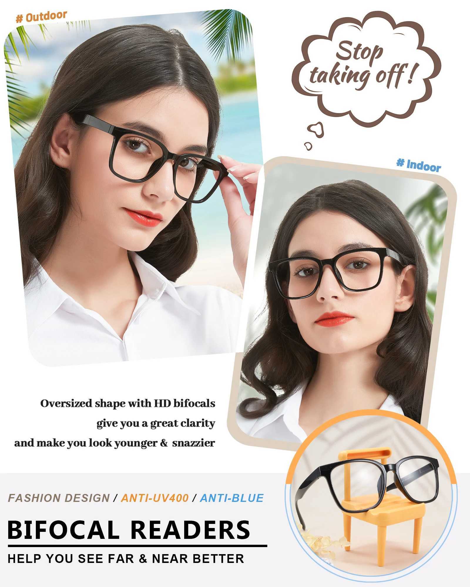 Large curved square frame female reading glasses Presbyopia glasses optical anti blue light glasses frame solid color design W240906