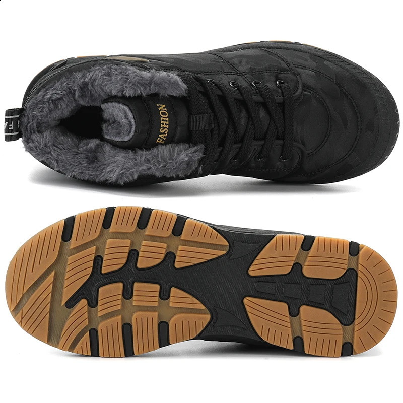 Mens waterproonkle boots winter warm plush snow mens outdoor sports shoes work rubber large size 240907