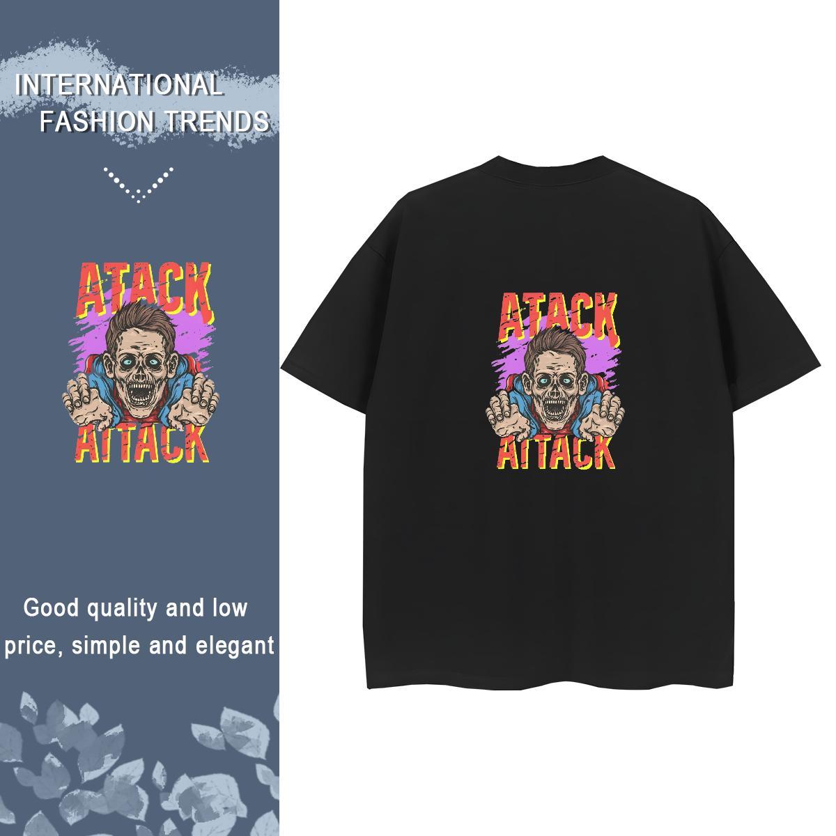 2024 Casual Womens T Shirts 230g Cotton Breathable Soft Daily Wear skull Tshirt for Man Woman Female Anime Top Shirts