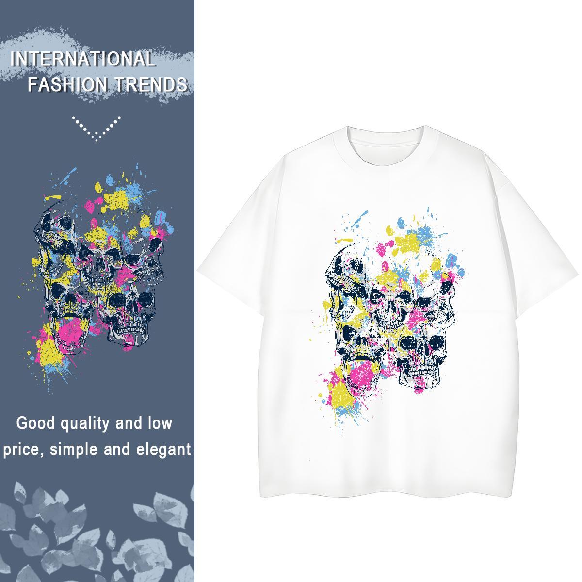 2024 Casual T Shirt For Woman 230g 100% Cotton O Neck Short Sleeves Street Casual skull Tshirt for Man Woman 5A DIY Logo Tops