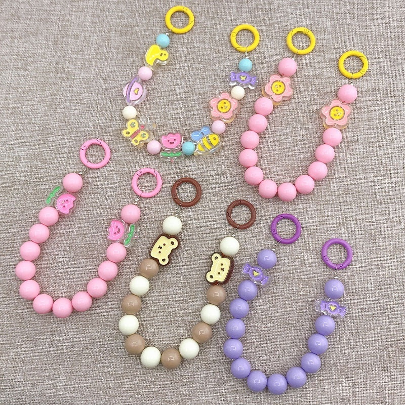 Yilian's new acrylic candy colored drip oil hand-held DIY jewelry accessories, handmade bead anti loss chain
