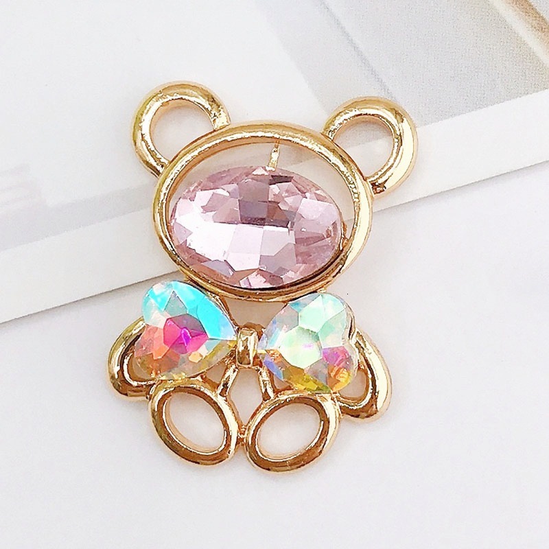 New Small Crystal Gem Bear Zinc Alloy Jewelry Phone Case DIY Accessories Hole Shoes DIY Accessories Women