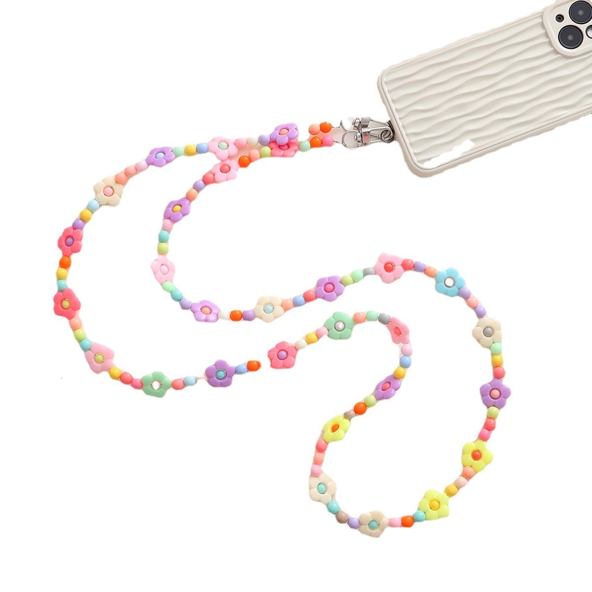 Yi Lian's New Acrylic Beaded Pearl Cross Shoulder Strap Chain Phone Case Hanging Decoration Gift for Women