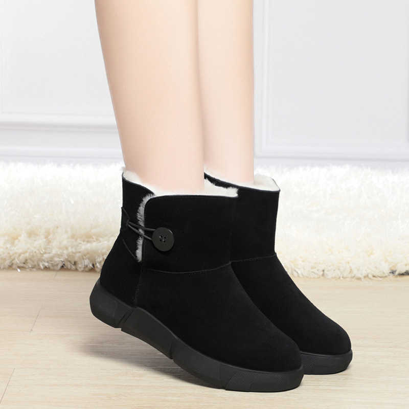 CMM Winter Velvet Thickened Fur Integrated Snow Boots for Women Northeast China Degrees Celsius Large Cotton Shoes Leather Wool Large Size Womens Shoe
