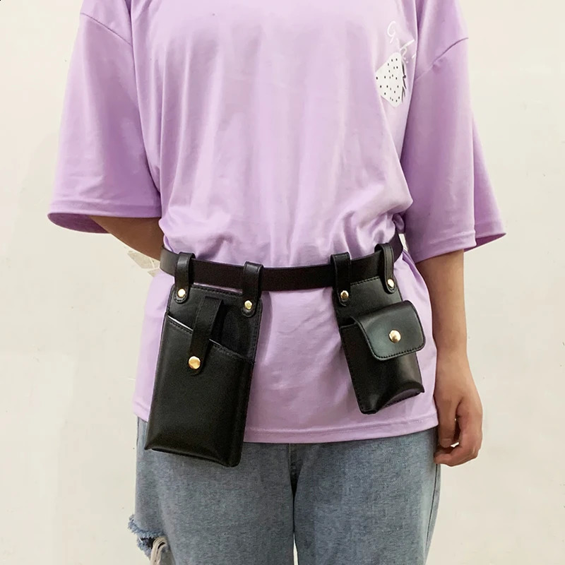 Two Piece Womens Bag Belt Waist Casual Cigarette Case Pocket Female Mobile Phone and Purse 240906