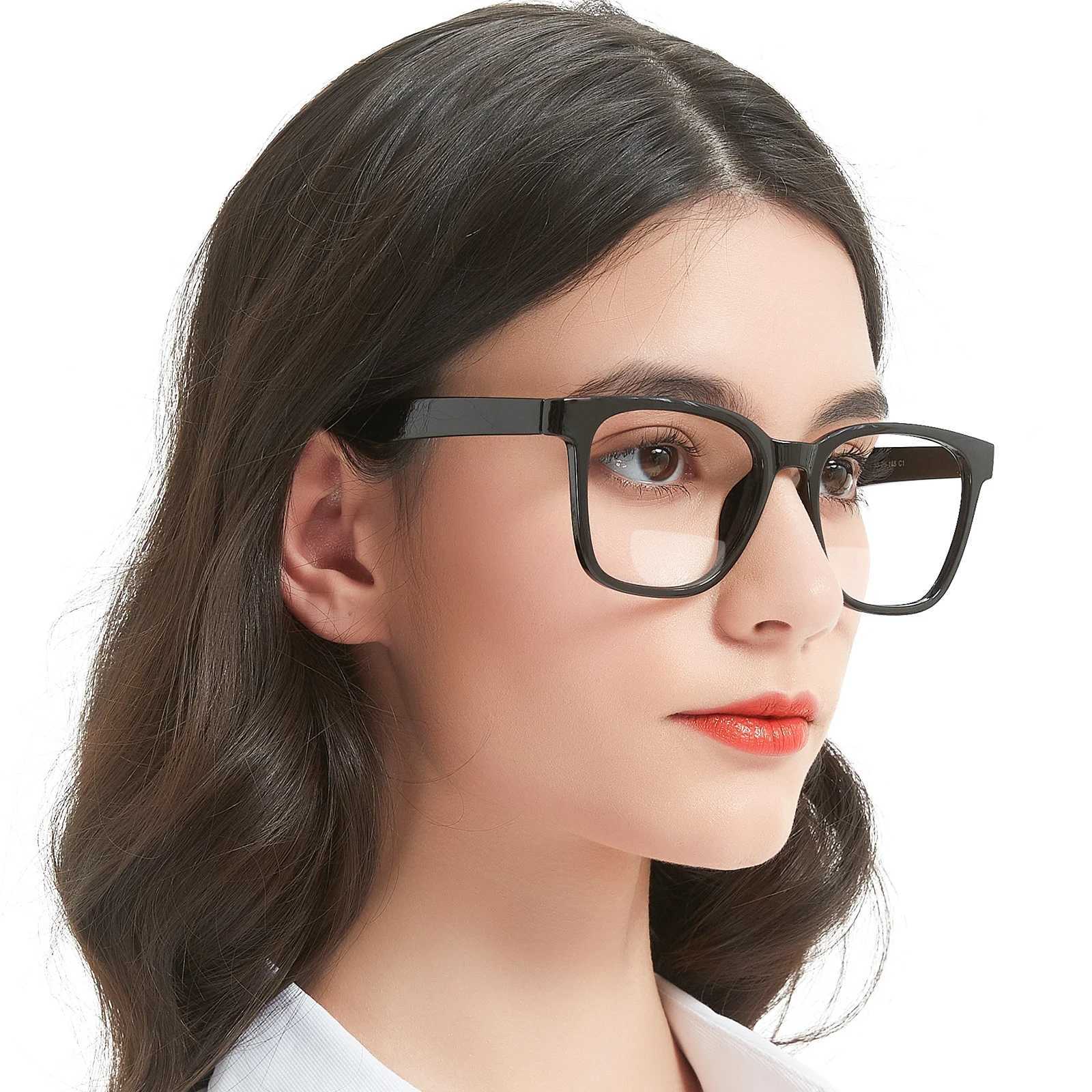 Large curved square frame female reading glasses Presbyopia glasses optical anti blue light glasses frame solid color design W240906