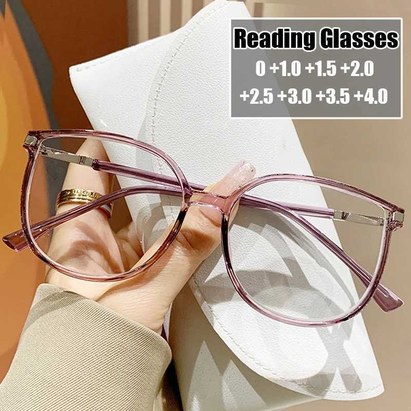 Presbyopia glasses luxury womens oversized frame anti blue light finished glasses prescription reading glasses refractive power up to+4.0 W240907