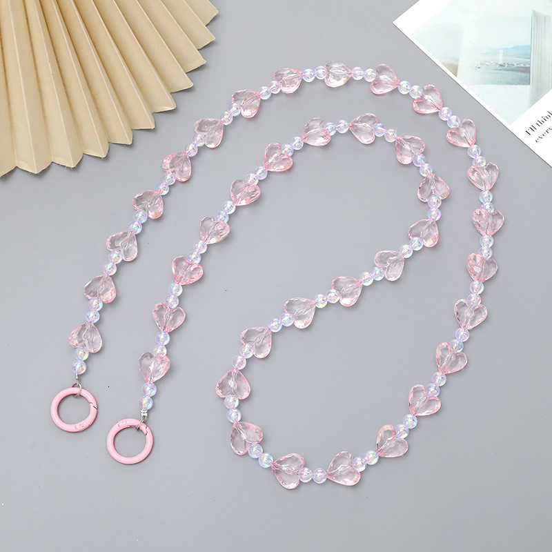 Yilian's new acrylic love crossbody chain with high-end feel, handmade bead hanging rope bag decoration, phone case pendant