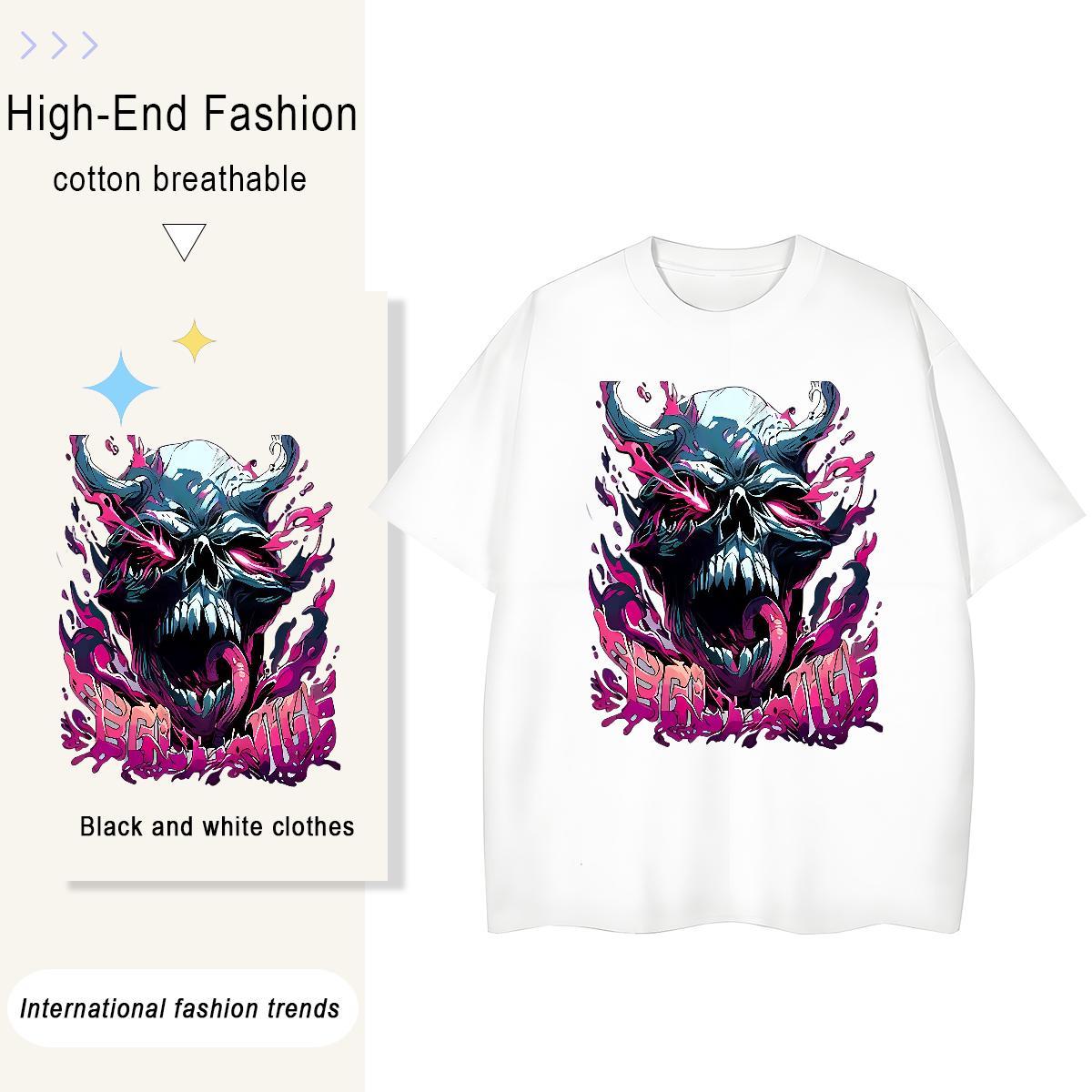 New Arrival T Shirt For Woman 230g Cotton Crew Neck Casual Daily Wear skull Woman Tshirt 5A Cartoon Print Tee Shirt