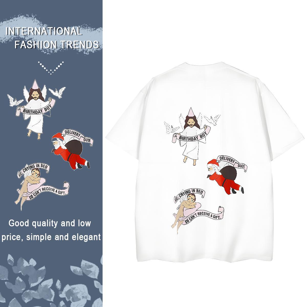 TOP Quality T-Shirts for Women 100% Cotton 230g Crew Neck Breathable Sport The Cross Tshirt for Man Woman 5A DIY Anime Printed Polos