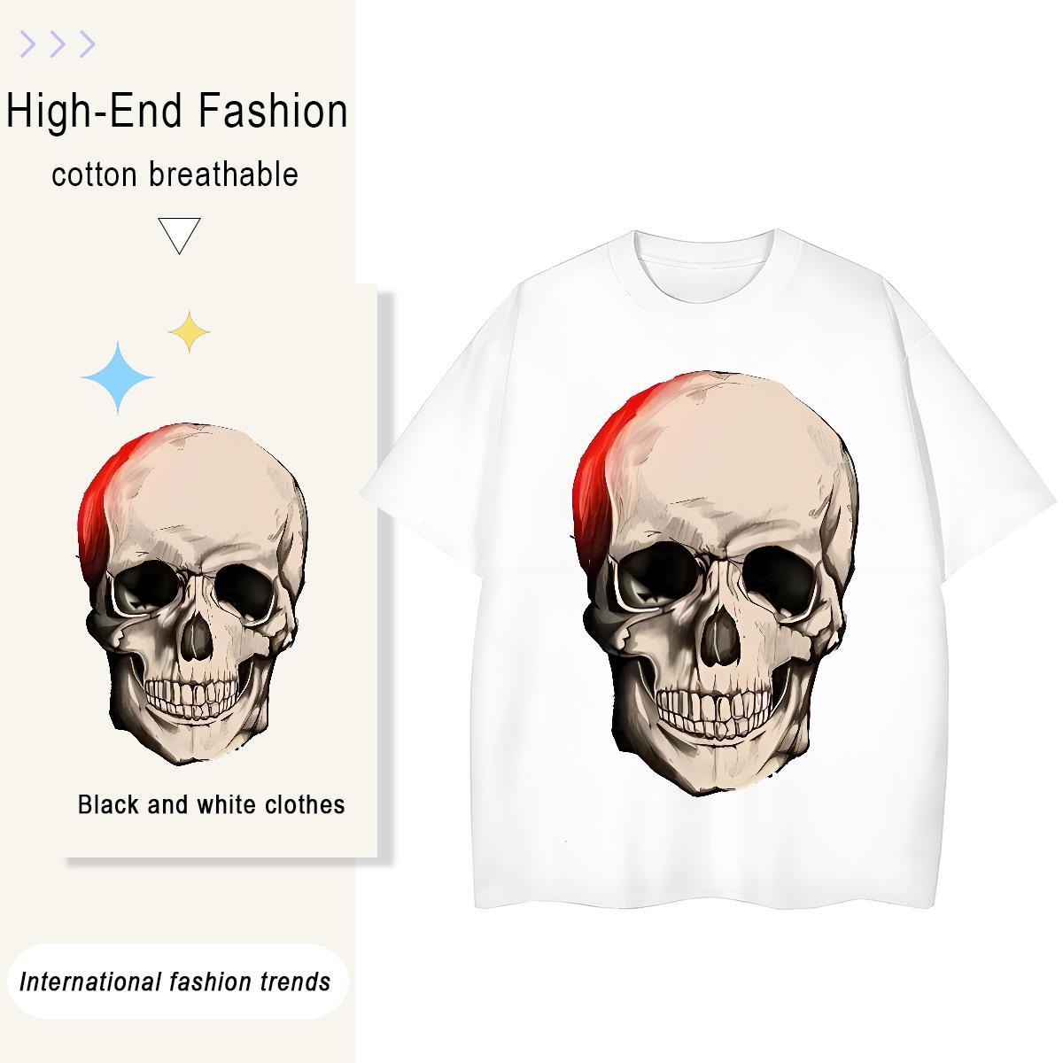 Custom T Shirt For Woman 230g Pure Cotton Breathable Short Sleeve Sport skull Womens Tshirts Wholesale Custom Printed Tees