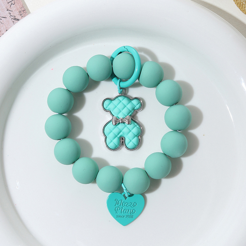 Yi Lian's New Rubber Bead Bracelet, Phone Case, Jewelry, Candy Color Bear Pendant, Anti Drop Wrist Strap for Women