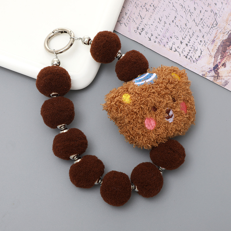 Yilian new Kulomi plush bead pendant cartoon case keychain anti drop phone chain hanging decoration