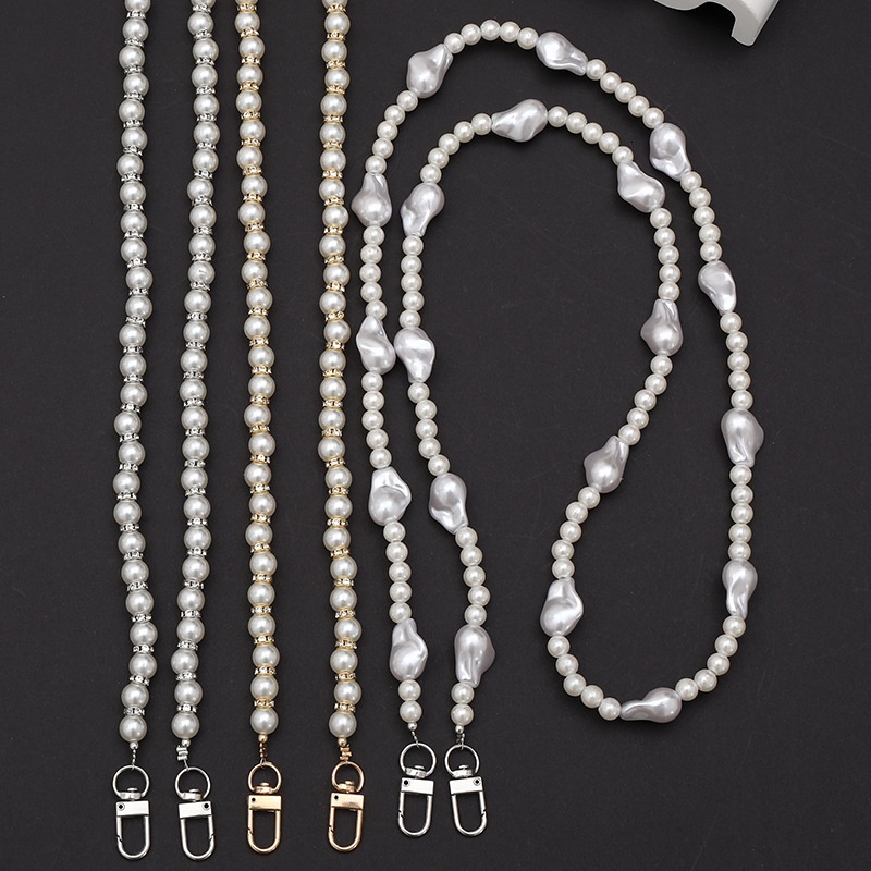Yilian New Bead Pearl Diagonal Cross Small Fragrant Wind Rope Anti fall Mobile Phone Bag Chain Hanging Decoration Pendant