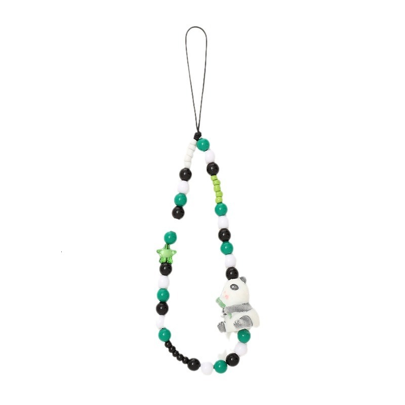 Yilian new cute little bear bead chain short phone case hanging rope small fresh wrist strap anti loss pendant