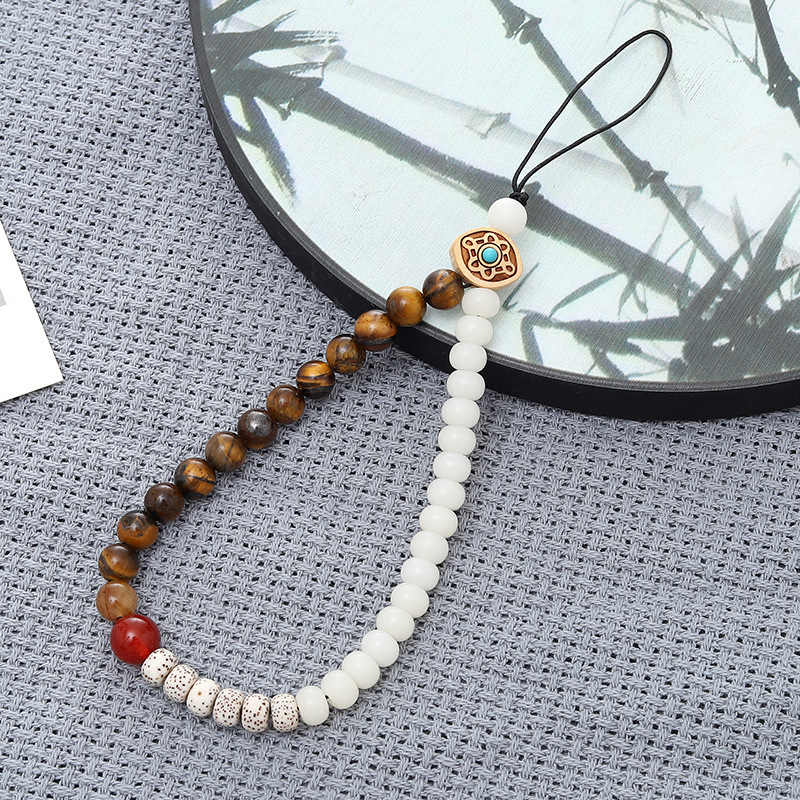 Chinese style short lanyard Bodhi bead chain natural stone mobile phone CCD camera pendant