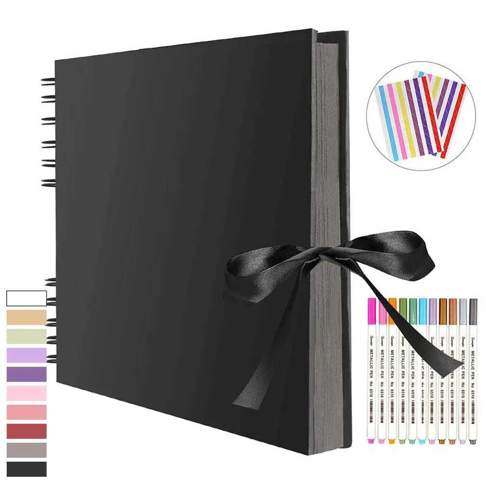 ZK20 80 Black Pages Memory Books DIY fotografico Photo Albums Scrapbook Cover Kraft Album Birthday holiday anniversary giftsY240907