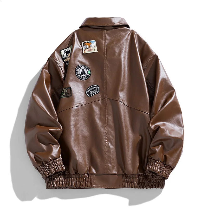 JS589American retro school to overcome male spring and autumn casual luftier motorcycle leather jacket windproof coat 240905