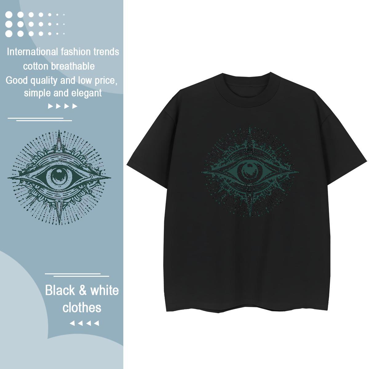 Fashion Casual T-Shirts 230g 100% Cotton Crew Neck Street eye of the devil Lady T shirt Free Shipping Anime Oversized Tops Shirt