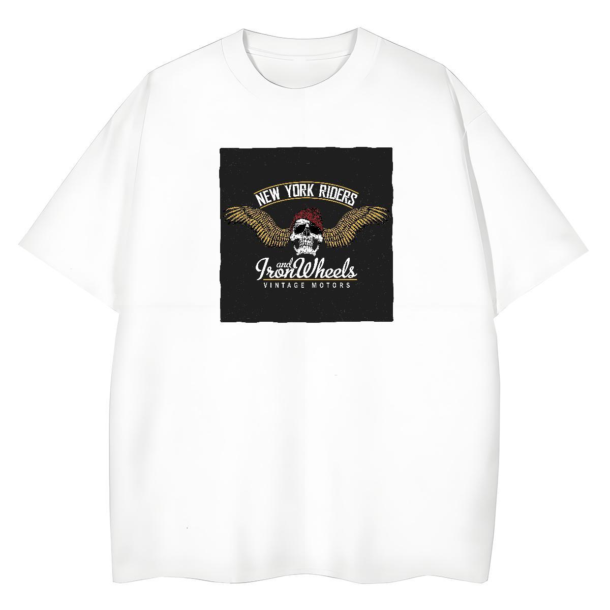 2024 Womens T Shirts 230g 100% Cotton Crew Neck Casual Beach skull Women Tees Popular Cartoon Floral Printing Clothings