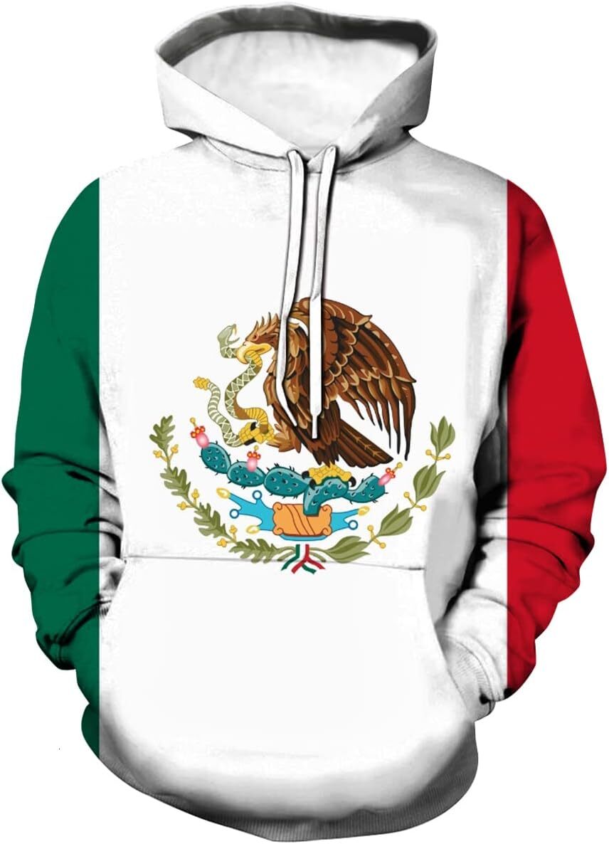 Hoodie for Mens Womens Unisex Fashion Sweatshirt Pullover 3D Mexico Flag Graphic Hoodie Graphic Hoodies sweatshirt Pullover Long Sleeve