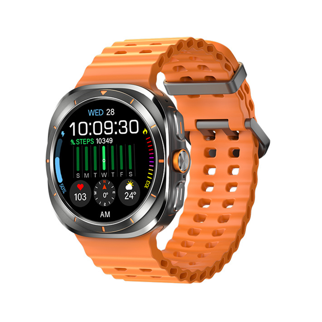 W7 Ultra Smart Watch HD Amoled 1.5-inch Screen Quick Release Strap 46mm Sport Bluetooth Call NFC Wireless Charger Heart Rate IP68 Waterproof FitCloudP