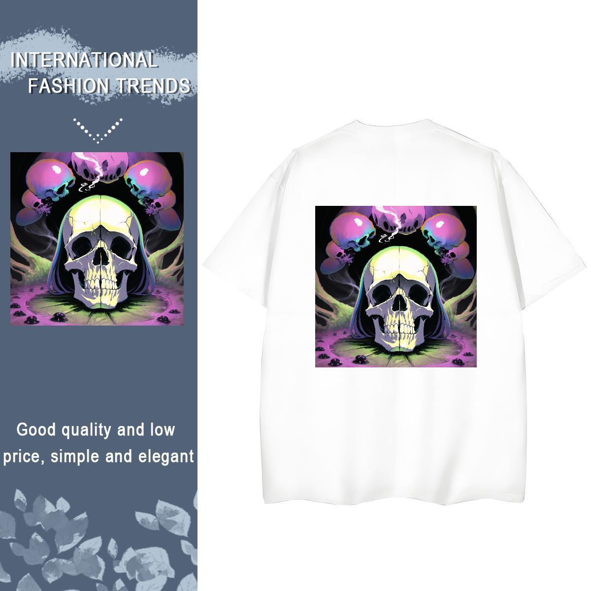 TOP Quality Womens T Shirts 230g Cotton Breathable Crew Neck Beach skull Womens Tshirts Loose fit Custom Printed Clothings