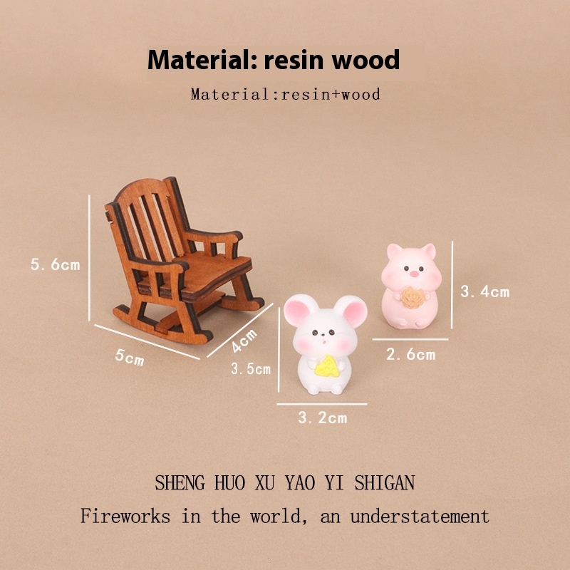 DIY Friendly Mini Pig Rocking Chair in Resin - Perfect Micro Landscape Accessory