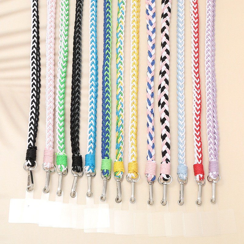 Yilian new gradient woven rope crossbody chain phone case anti loss hanging pendant long single buckle with clip
