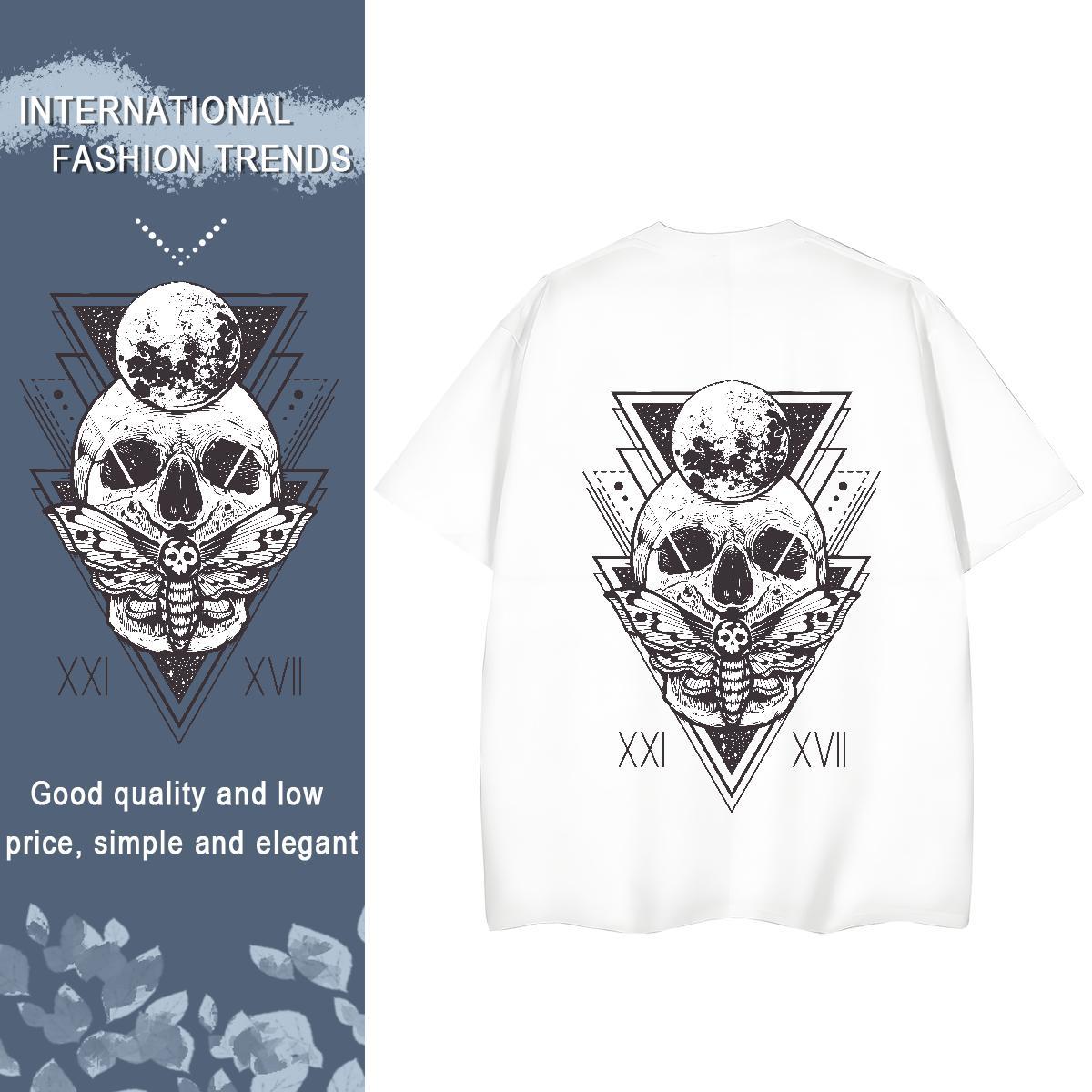 Fashion Casual T Shirt For Woman 230g Pure Cotton Breathable Crew Neck Casual Sport skull Unisex Tshirts Free Shipping Customized Print Clothes