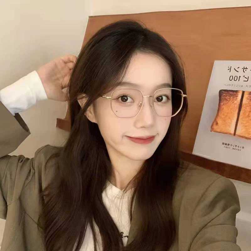 Luxury square frame finished Myopia glasses anti blue light metal frame low beam glasses mens and womens diodes 0-0.5-1.0~-6.0 W240906
