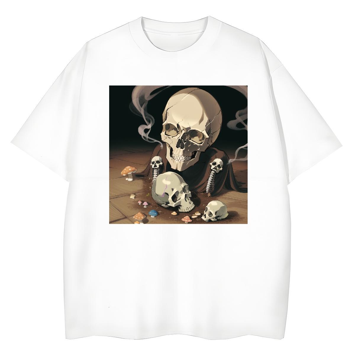 New Arrival T shirt 230g 100% Cotton Breathable Casual skull Unisex Tshirts Loose fit Customized Print Polos