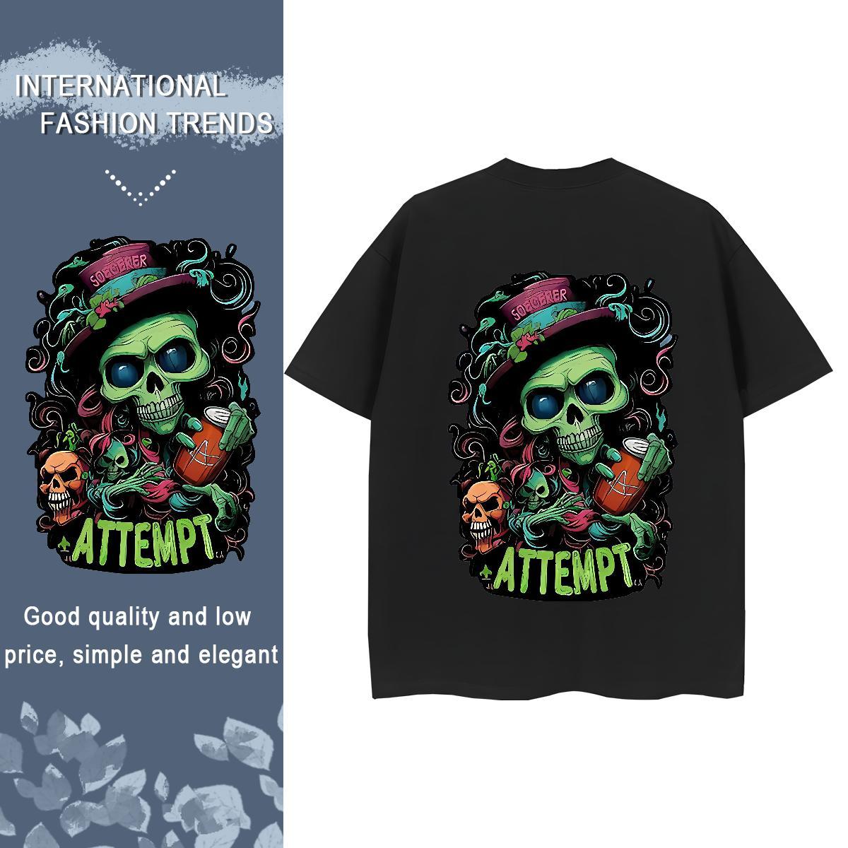 2024 T Shirt For Woman 230g 100% Cotton Comfortable Spring Summer skull Women Tshirts Free Shipping Custom Print Plus Size Wear