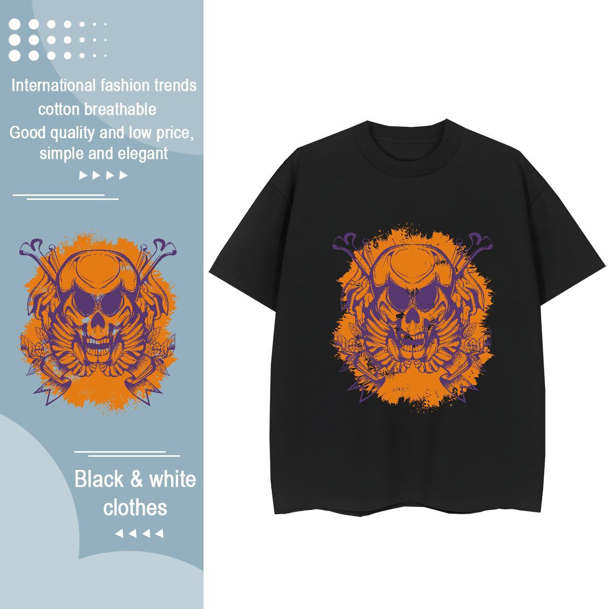2024 Womens T Shirts 230g Pure Cotton O-Neck Short Sleeve Sports Casual skull Women Tees Designer Nice Skull Clothings