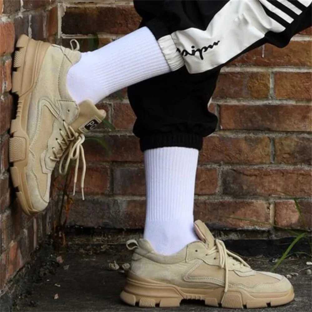 Mens 100% pure cotton winter spring white mens casual socks soft and breathable ankle/mid tube socks W240905