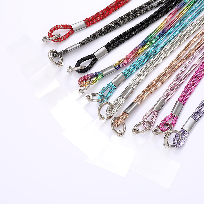 Yilian's new 6mm rhinestone crossbody case hanging rope with a high-end feel, flash diamond chain, loss and anti drop phone chain