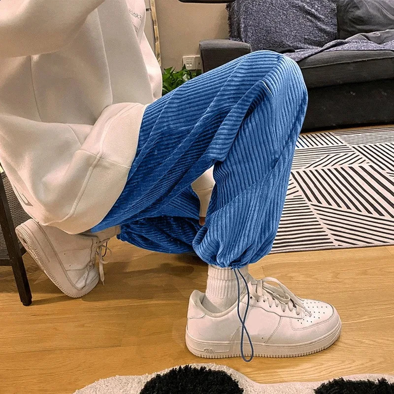 Y2K Man Casual Straight Pants Woman Joggers Clothes Corduroy Streetwear Oversize Trousers Man Korean Streetwear Pants For Men 240905