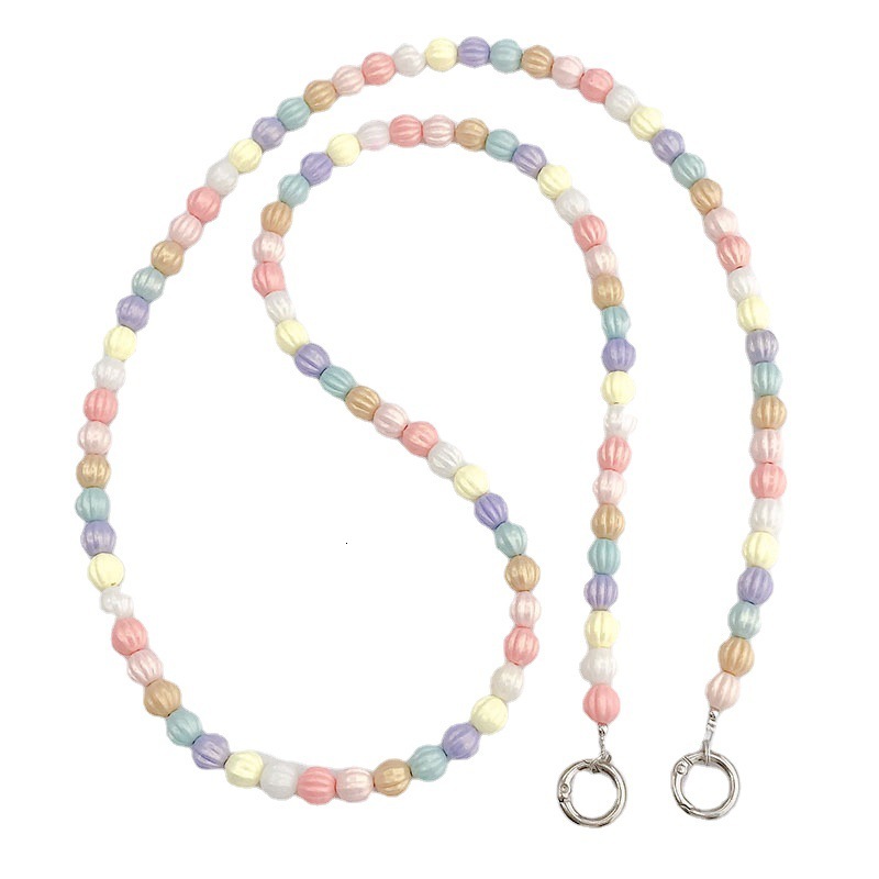 Yilian New Colorful Pumpkin Beads Diagonal Cross Shoulder Strap Chain Beaded Phone Case Beauty Long Rope Hanging Neck Anti Drop