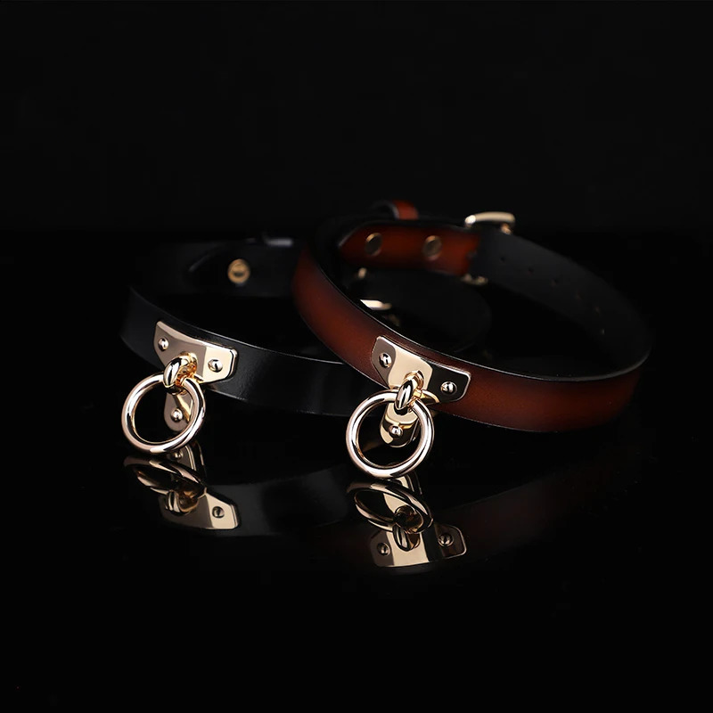 BLACKWOLF Bondage Genuine leather Collar Slave Bed Neck Restraint with Leash BDSM Erotic Sex Toys For Women Couples Adult Games 240904
