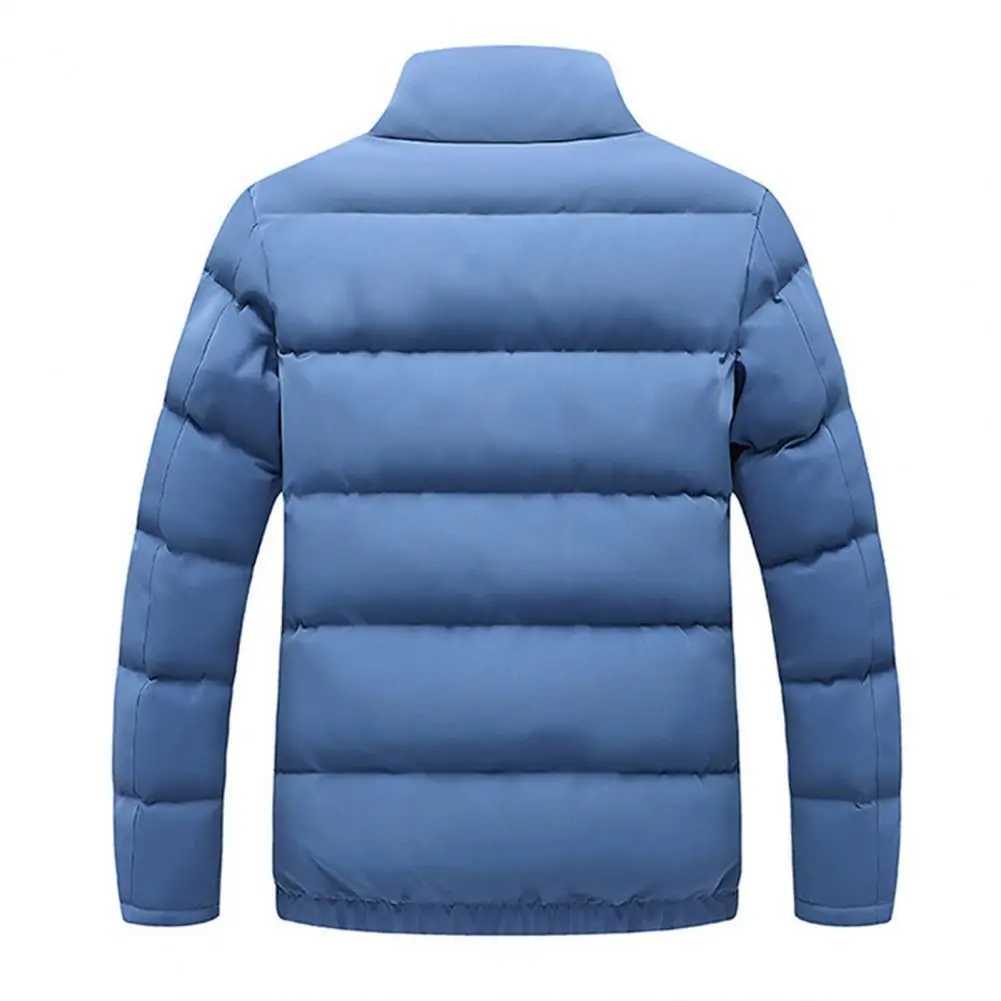 Winter mens outerwear solid color padded ultra thick jacket rack collar long sleeved jacket refrigerated pocket jacket suitable for daily wear W240906