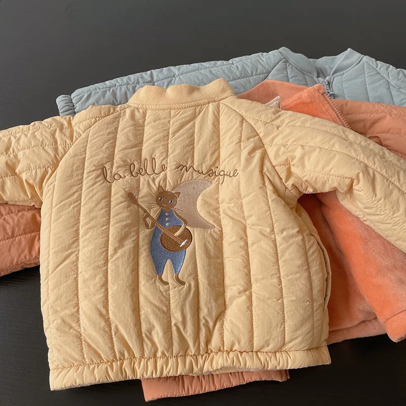 Winter Kids Plush Coat Childrens Cotton Thicken Jacket Down Parkas For Girls Boys Cute Cartoon Baby Snow Wear 240906