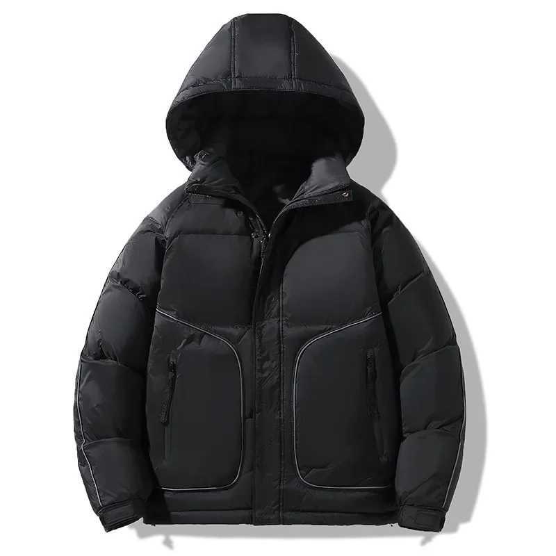 Winter hooded colorful blocked white goose down jacket windproof outdoor thick warm down jacket mens detachable hat W240906