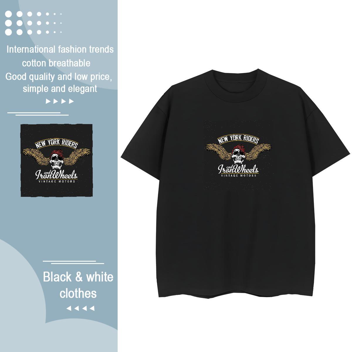 2024 Womens T Shirts 230g 100% Cotton Crew Neck Casual Beach skull Women Tees Popular Cartoon Floral Printing Clothings