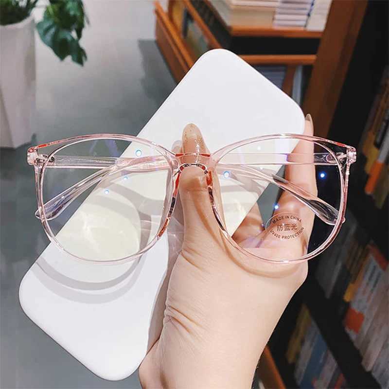Transparent frame anti blue light glasses Korean fashion computer gaming glasses womens retro optical ordinary glasses W240906