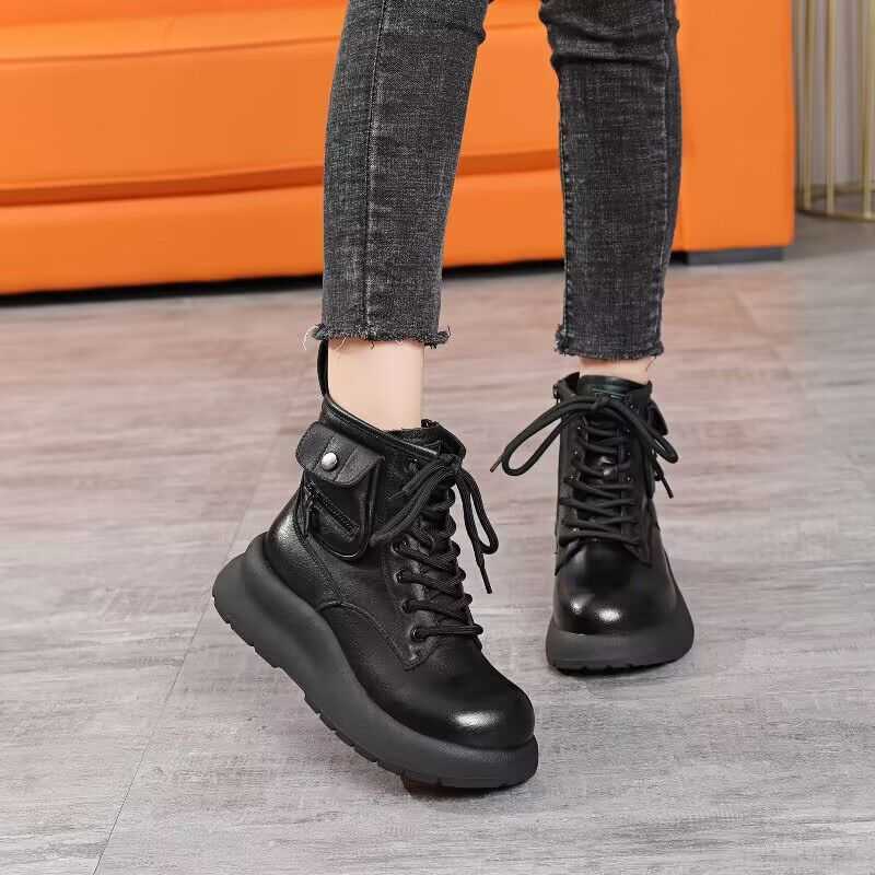 CMM Pure Wool Top Layer Leather Boots for Children Winter Boots for Women Versatile Warm and Comfortable Snow Boots
