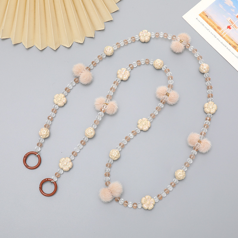 Yi Love Autumn and Winter New Colored Flower Cross Body DIY Handmade Beaded Small Fresh Phone Case Bag Shoulder Strap Chain for Women